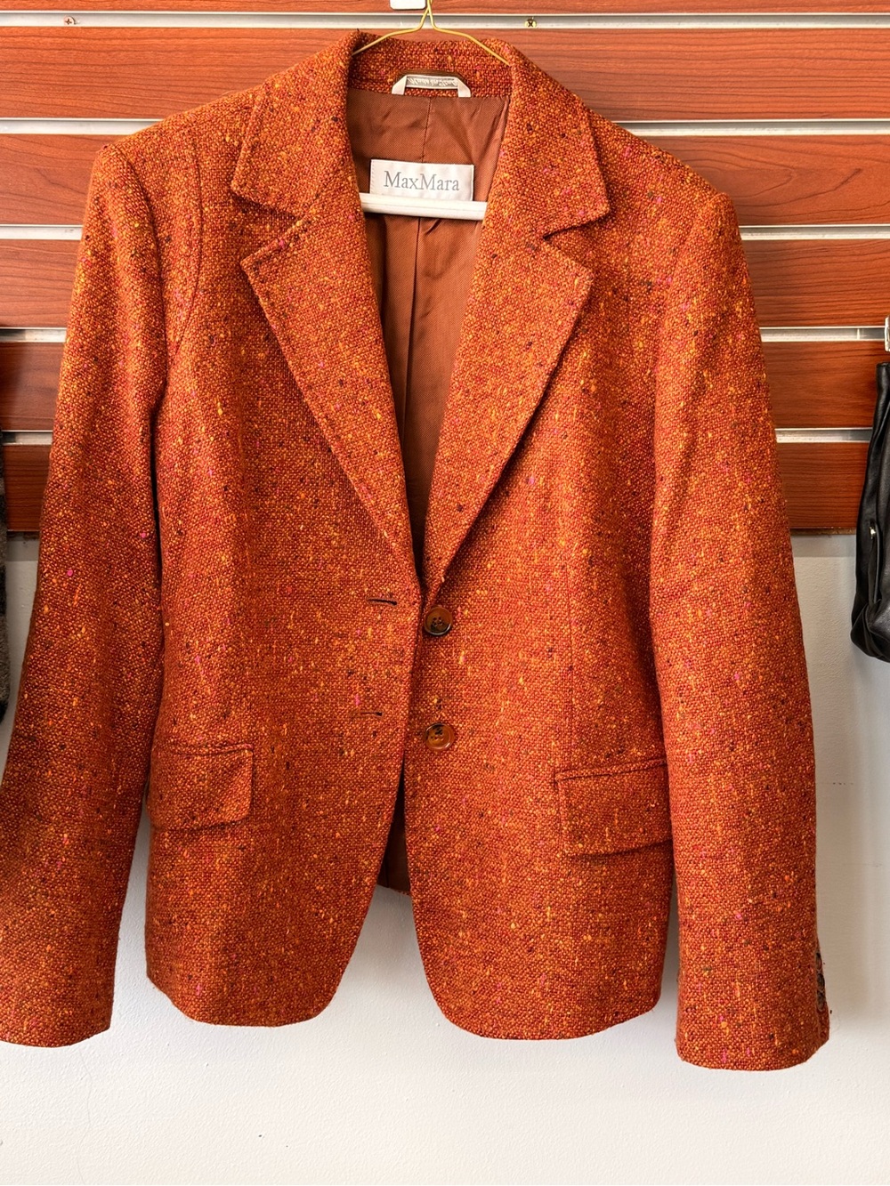 MaxMara Orange Flecked Tweed Blazer